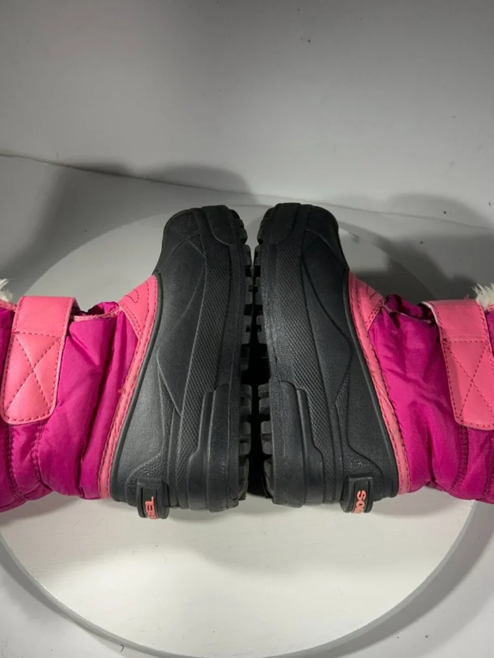 Sorel Kids Snow Commander Winter Boots Size 11 Pink Faux Fur Girls Ankle Shoes